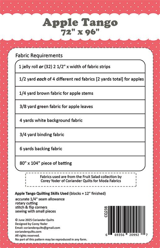 Apple Tango Quilt Pattern by Coriander Quilts