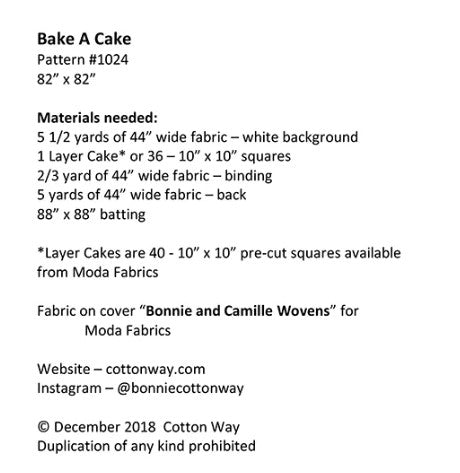 Bake A Cake Quilt Pattern by Cotton Way