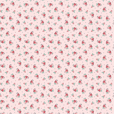 Frost And Flurry Pink Berries & Bells Yardage by Sheri McCulley for Poppie Cotton Fabrics