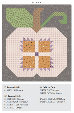Autumn Quilt Seeds Pumpkin #2 Pattern by Lori Holt of Bee in my Bonnet