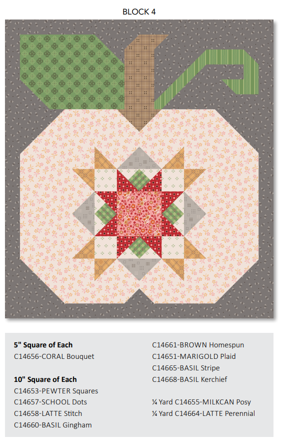 Autumn Quilt Seeds Pumpkin #4 Pattern by Lori Holt of Bee in my Bonnet