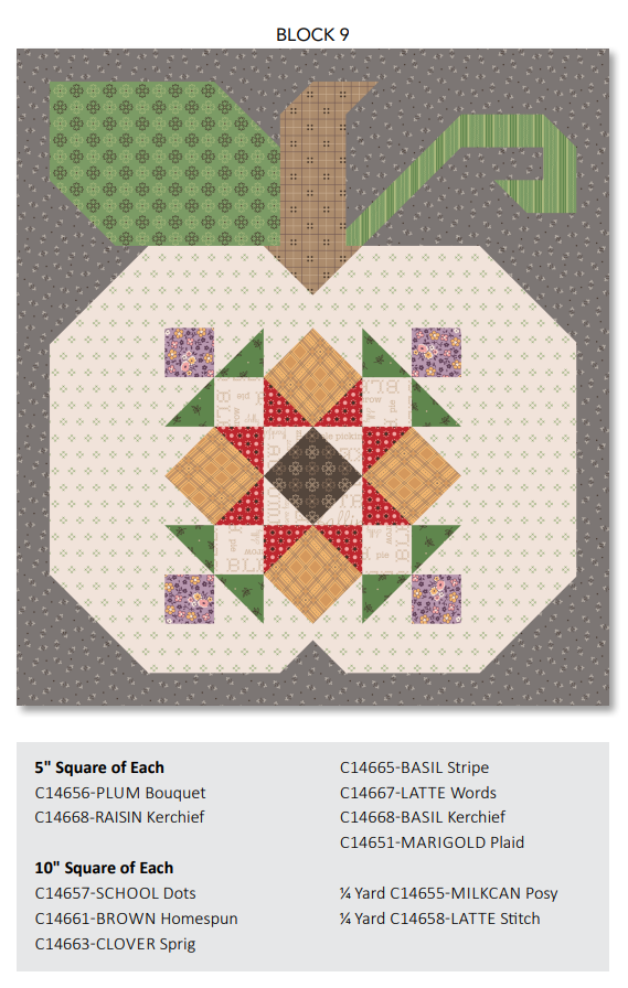 Autumn Quilt Seeds Pumpkin #9 Pattern by Lori Holt of Bee in my Bonnet