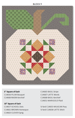 Autumn Quilt Seeds Pumpkin #9 Pattern by Lori Holt of Bee in my Bonnet