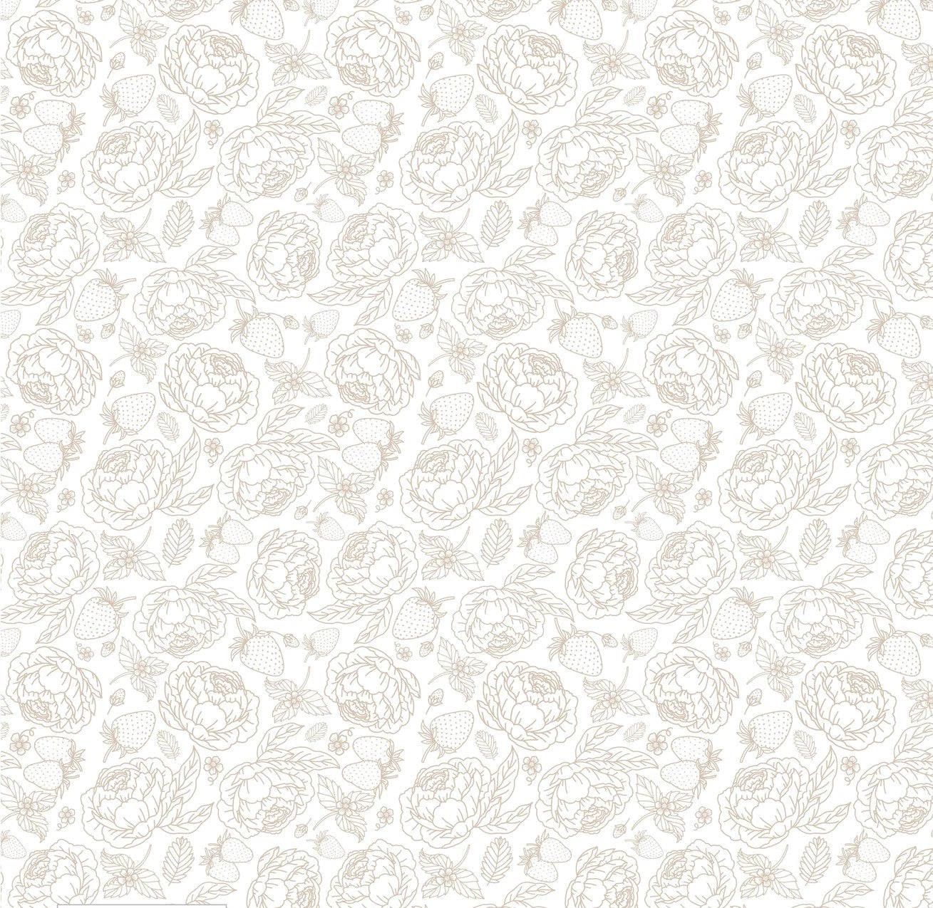 Blooms and Berries Tan Canyon Yardage by Lori Woods for Poppie Cotton Fabrics