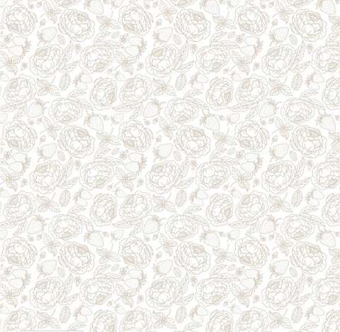 Blooms and Berries Tan Canyon Yardage by Lori Woods for Poppie Cotton Fabrics