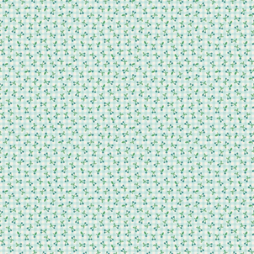 Farmhouse Fancy Teal Cherry Pie Yardage by Elea Lutz for Poppie Cotton Fabrics