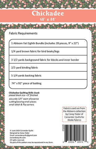 Chickadee Quilt Pattern by Coriander Quilts