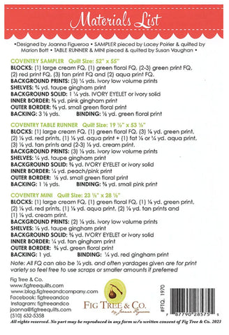 Coventry Quilt Pattern by Fig Tree & Co.