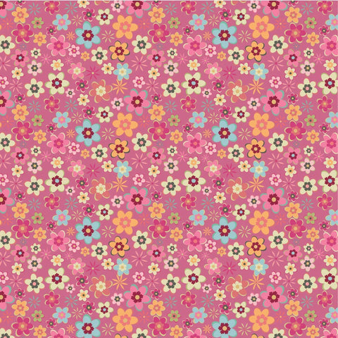 Calico Cowgirls Pink Cowgirl Meadow Yardage by Lori Woods for Poppie Cotton Fabrics