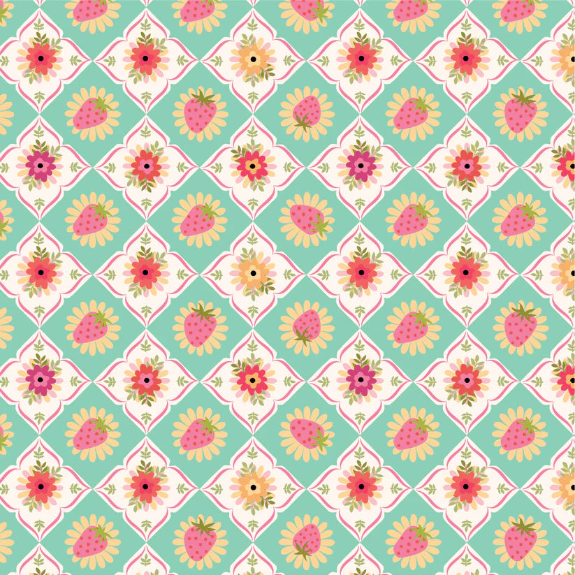 Calico Cowgirls Mint Feeling Quilty Yardage by Lori Woods for Poppie Cotton Fabrics