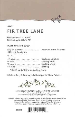 Fir Tree Lane Quilt Pattern by Lella Boutique