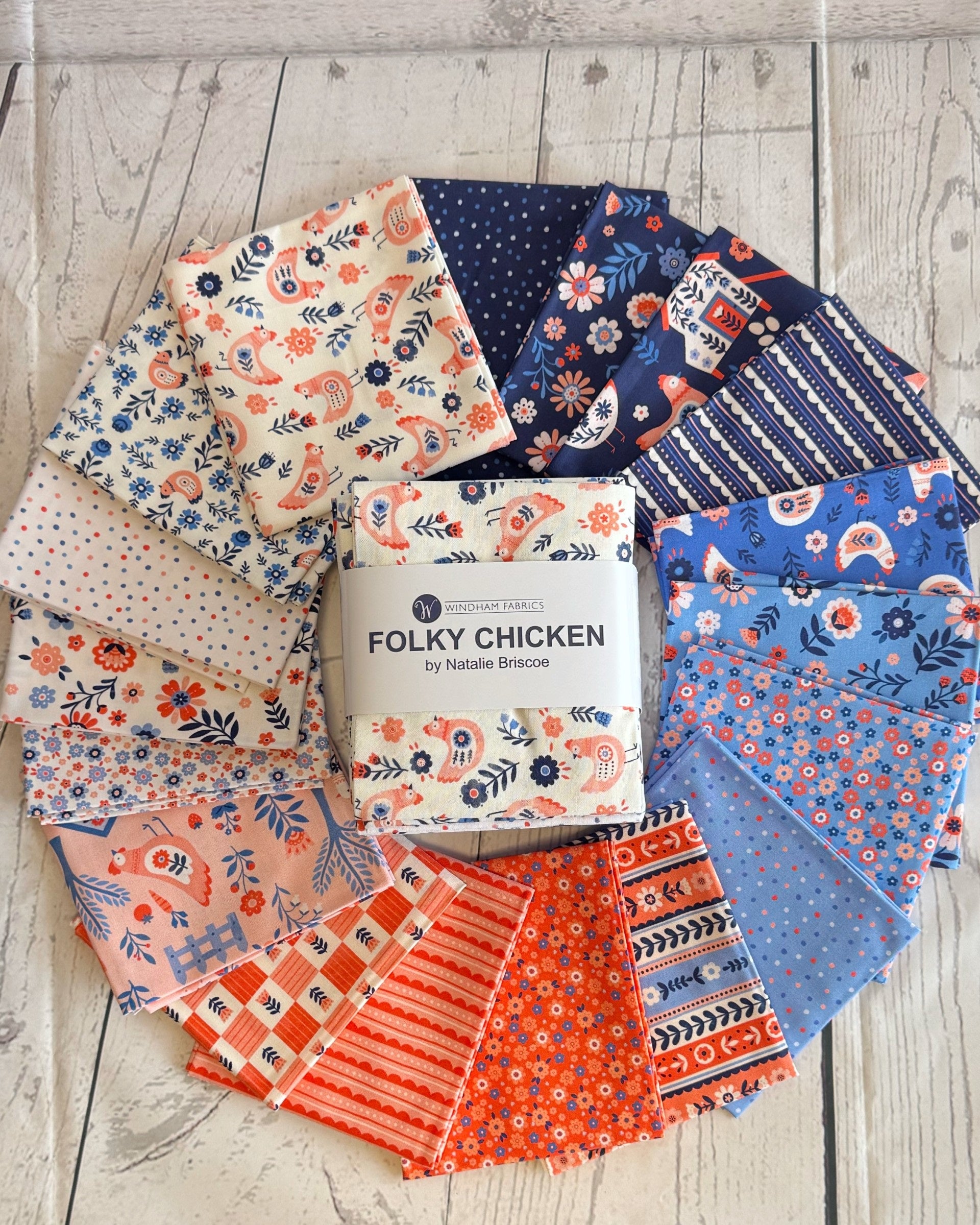 Folky Chicken Fat Quarter Bundle by Natalie Briscoe for Windham Fabrics