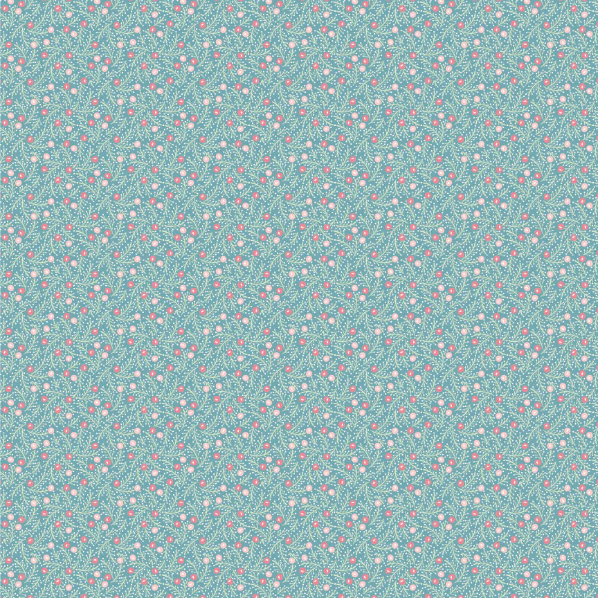 Frost And Flurry Blue Frosted Berries Yardage by Sheri McCulley for Poppie Cotton Fabrics