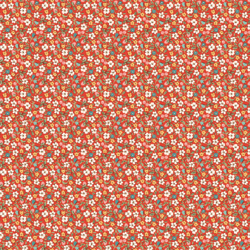 Farmhouse Fancy Red Fruit Salad Yardage by Elea Lutz for Poppie Cotton Fabrics