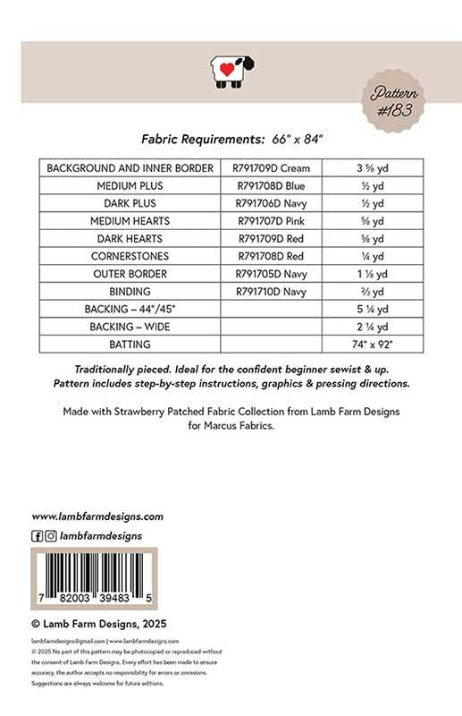 Hearts & Kisses Quilt Pattern by Lamb Farm Designs