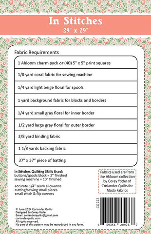 In Stitches Mini Quilt Pattern by Coriander Quilts