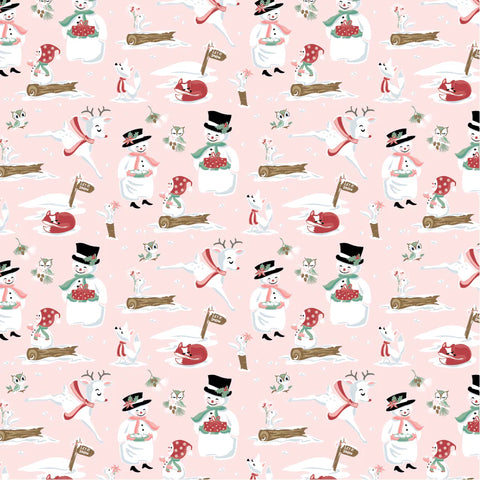 Frost And Flurry Pink Mr & Mrs Flurry Yardage by Sheri McCulley for Poppie Cotton Fabrics
