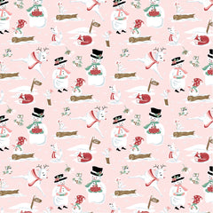 Frost And Flurry Pink Mr & Mrs Flurry Yardage by Sheri McCulley for Poppie Cotton Fabrics