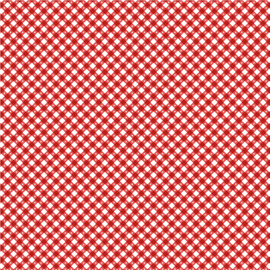 Gingham Picnic Red Napkin Yardage by Lori Woods for Poppie Cotton Fabrics