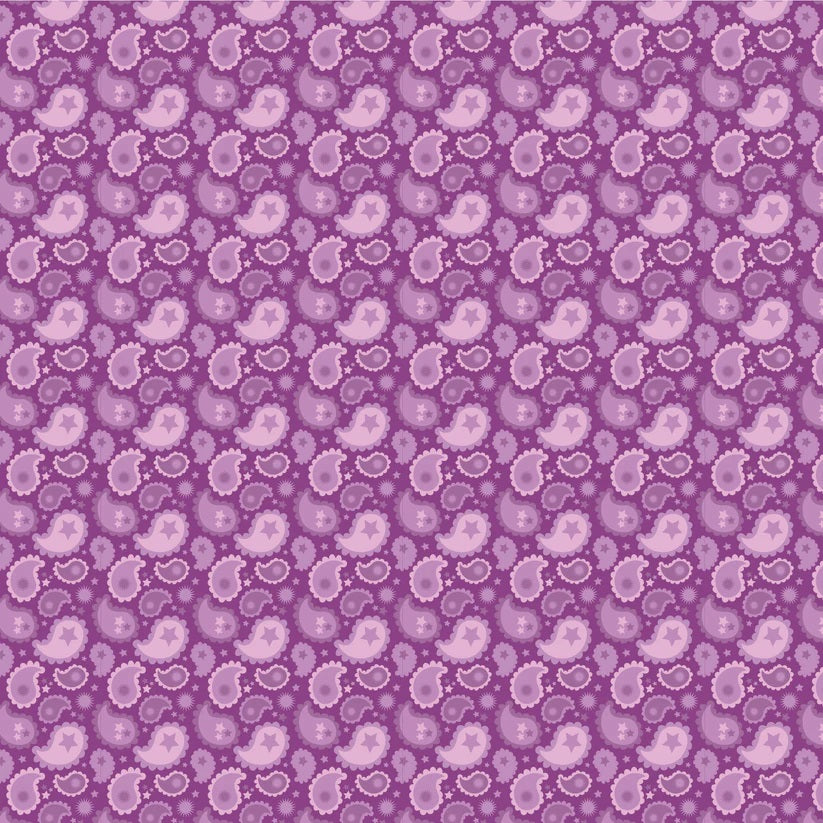 Calico Cowgirls Purple Paisley & Poppy Yardage by Lori Woods for Poppie Cotton Fabrics