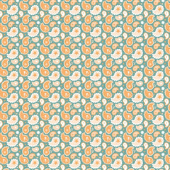 Calico Cowgirls Teal Paisley & Poppy Yardage by Lori Woods for Poppie Cotton Fabrics