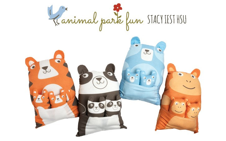 Animal Park Fun Multi Animal Stuffies Panel by Stacy Iest Hsu for Moda Fabric