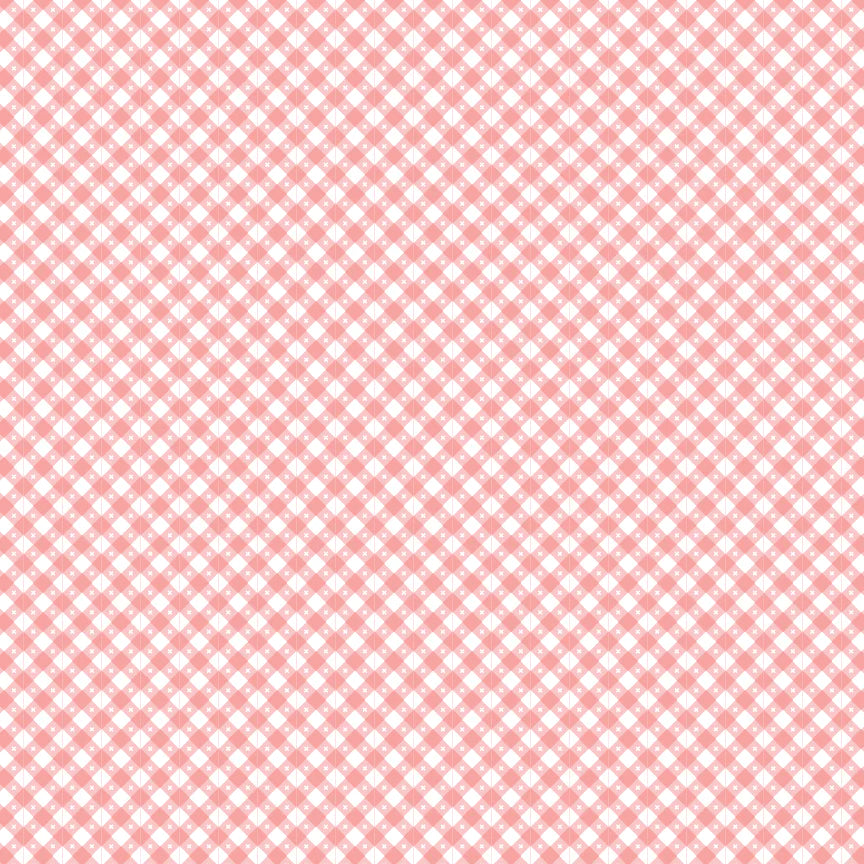 Gingham Picnic Pink Popsicle Yardage by Lori Woods for Poppie Cotton Fabrics