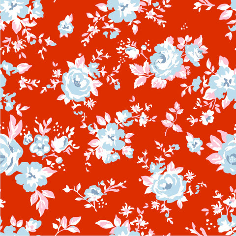 Elise Red Prize Rose Yardage by Terri Henson for Poppie Cotton Fabrics