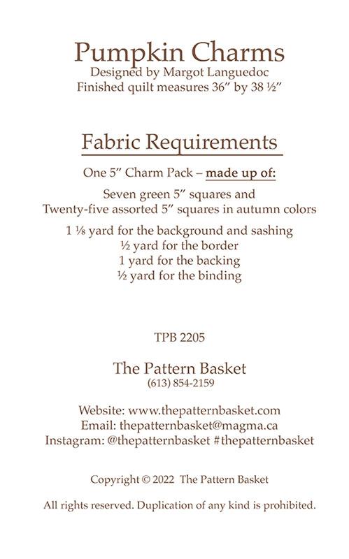 Pumpkin Charms Quilt Pattern by The Pattern Basket