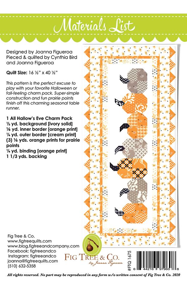 Pumpkins In A Row Table Runner Pattern by Fig Tree & Co