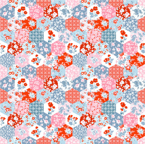 Elise Multi Quilted Roses Yardage by Terri Henson for Poppie Cotton Fabrics