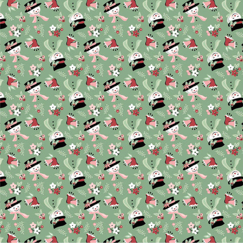 Frost And Flurry Green Snow Tossed Yardage by Sheri McCulley for Poppie Cotton Fabrics