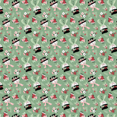 Frost And Flurry Green Snow Tossed Yardage by Sheri McCulley for Poppie Cotton Fabrics