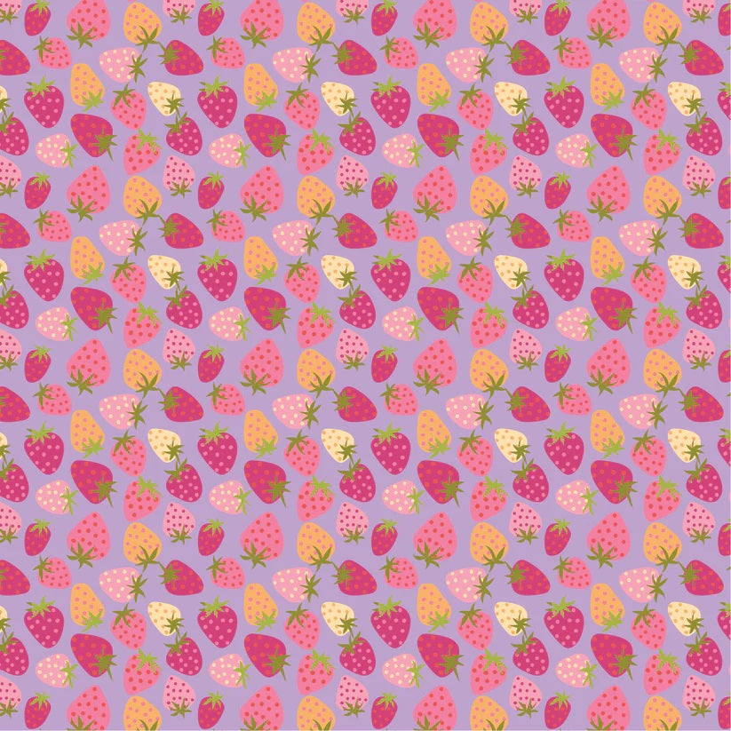 Calico Cowgirls Purple Strawberry Pie Yardage by Lori Woods for Poppie Cotton Fabrics