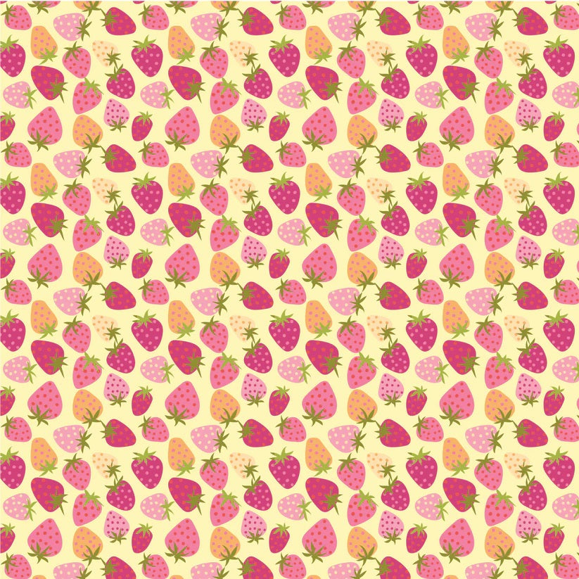 Calico Cowgirls Yellow Strawberry Pie Yardage by Lori Woods for Poppie Cotton Fabrics