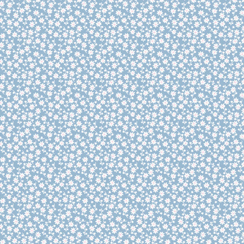 Elise Sky Blue Sweet Daisy Yardage by Terri Henson for Poppie Cotton Fabrics