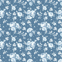 Elise Denim Vintage Rose Yardage by Terri Henson for Poppie Cotton Fabrics
