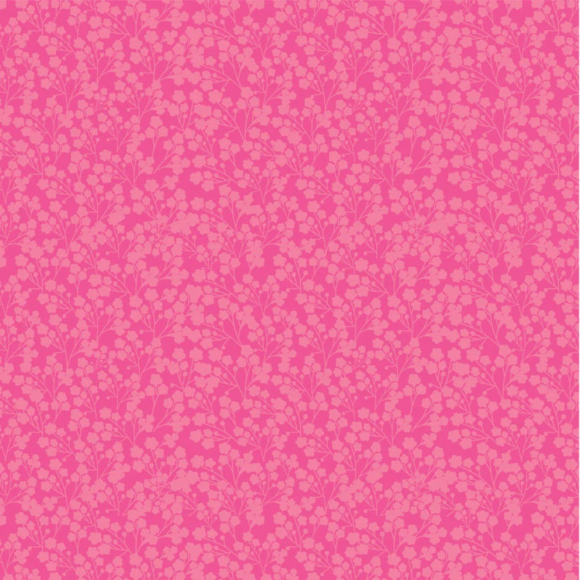 Calico Cowgirls Pink Wildflowers Yardage by Lori Woods for Poppie Cotton Fabrics