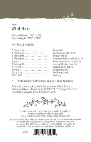 Wild Hare Quilt Pattern by Lella Boutique