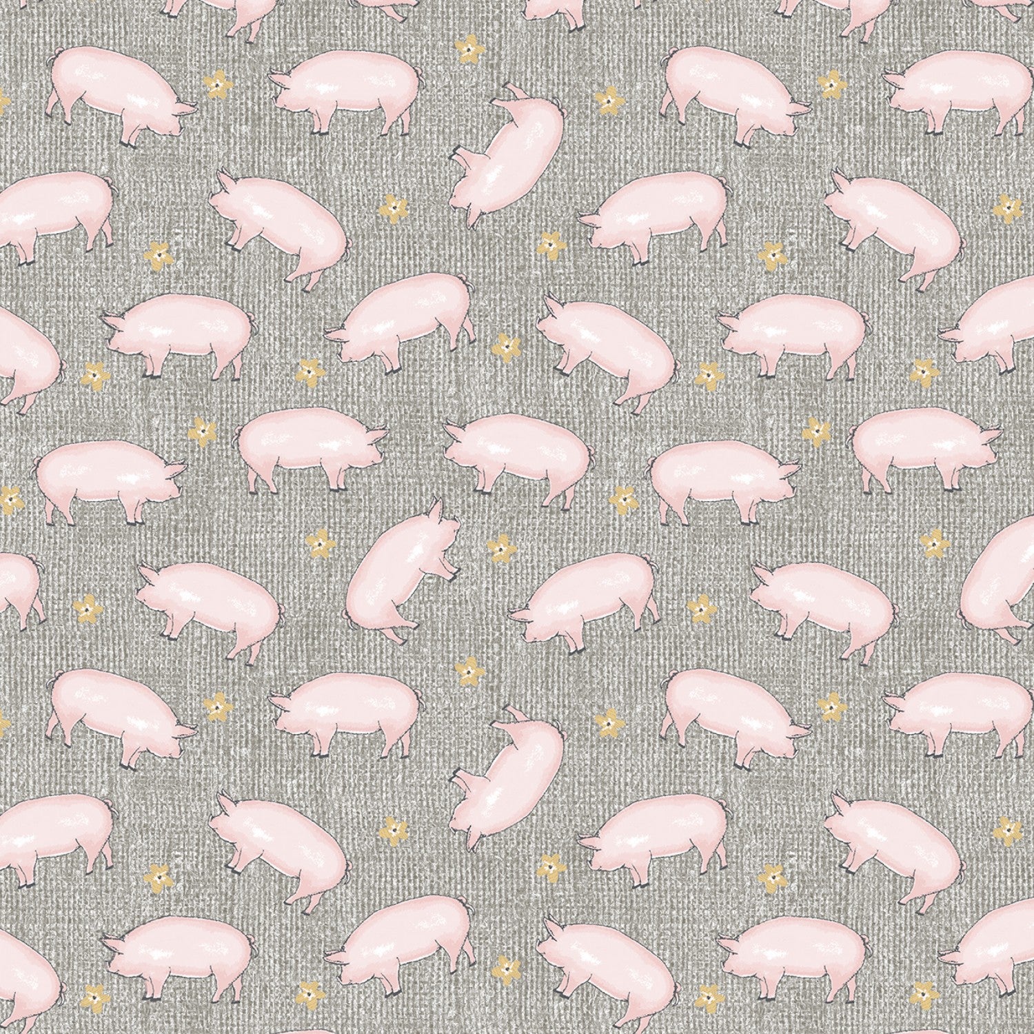 Farm Fresh Grey Hog Heaven yardage by Jessica Flick for Benartex Fabrics