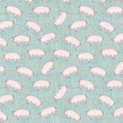 Farm Fresh Turquoise Hog Heaven yardage by Jessica Flick for Benartex Fabrics