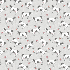 Farm Fresh Light Grey Cows yardage by Jessica Flick for Benartex Fabrics