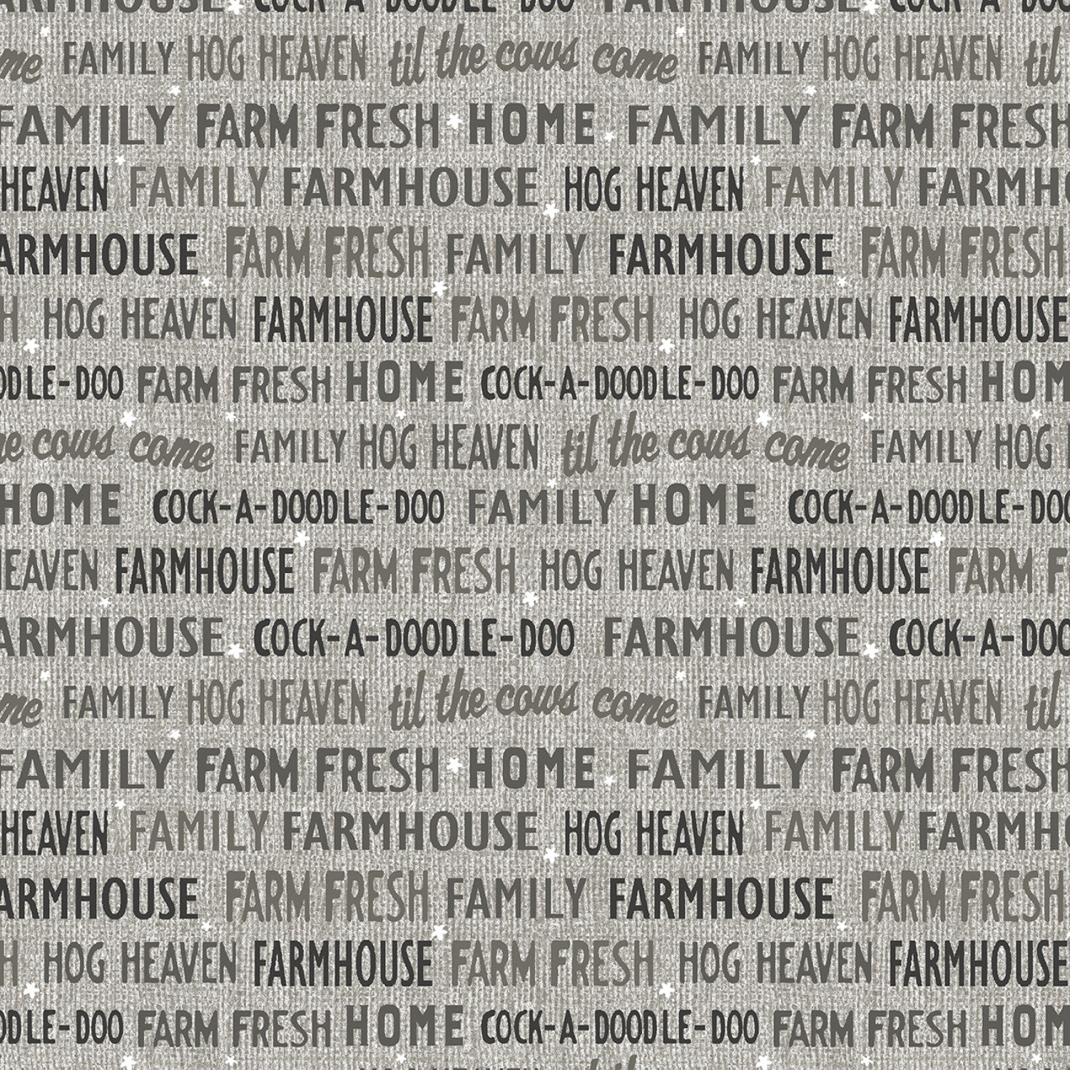 Farm Fresh Grey Words Yardage by Jessica Flick for Benartex Fabrics