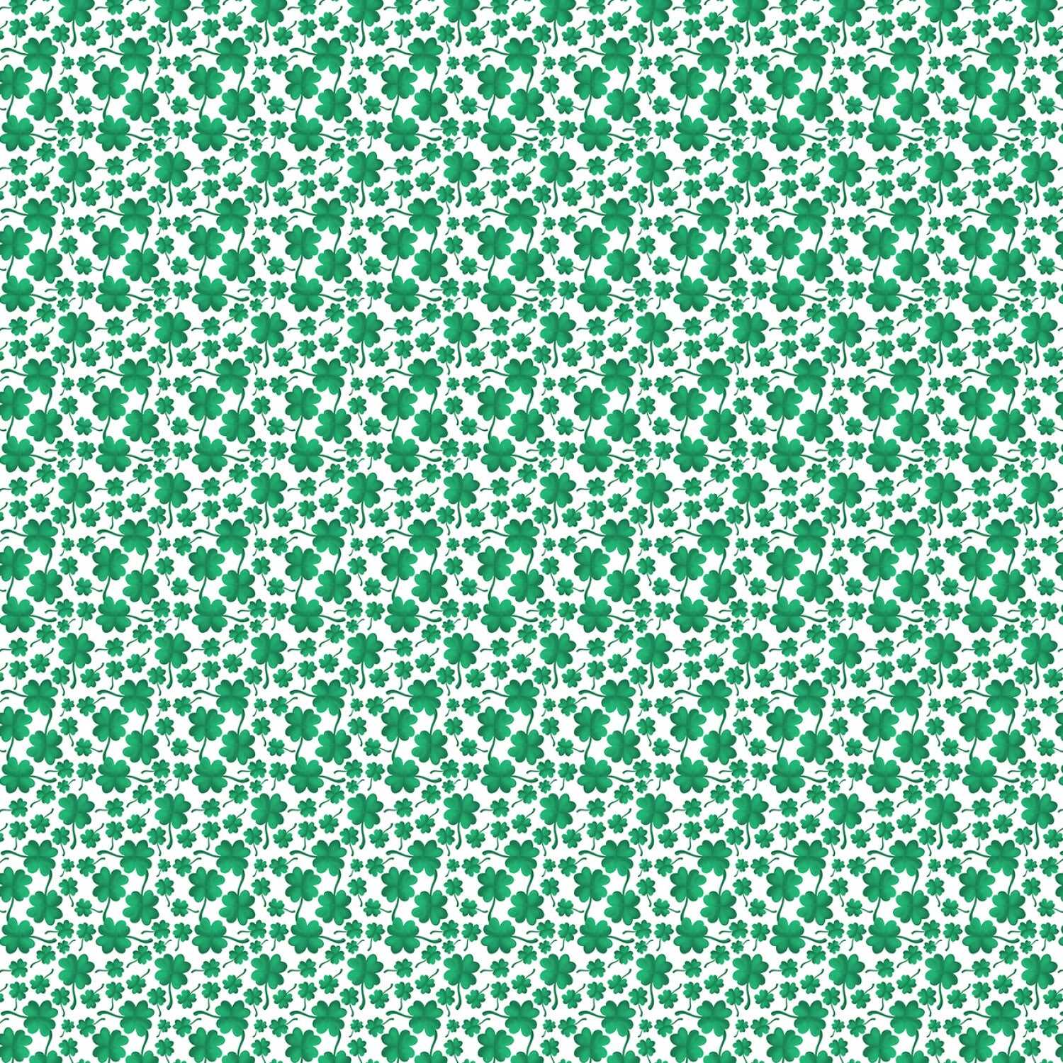 Luck Of The Gnomes White Mini Clovers Yardage by Andi Metz for Benartex