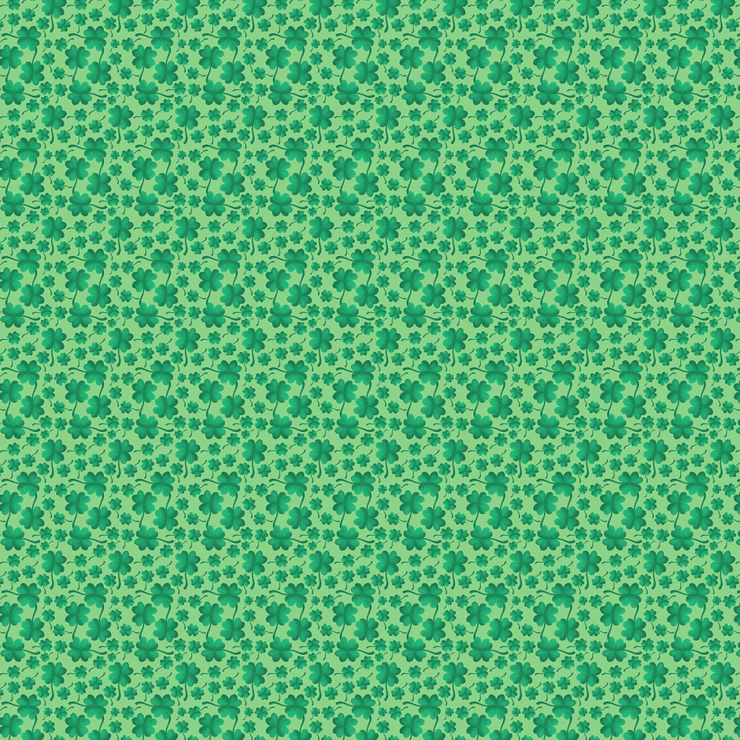 Luck Of The Gnomes Kelly Green Mini Clovers Yardage by Andi Metz for Benartex