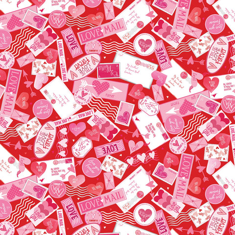 Be My Gnomie Red Love Letters Yardage by Andi Metz for Benartex