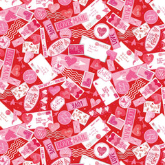 Be My Gnomie Red Love Letters Yardage by Andi Metz for Benartex