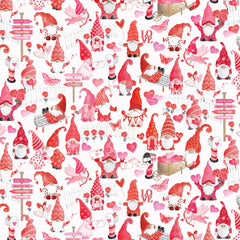 Be My Gnomie White Valentine Valley Yardage by Andi Metz for Benartex