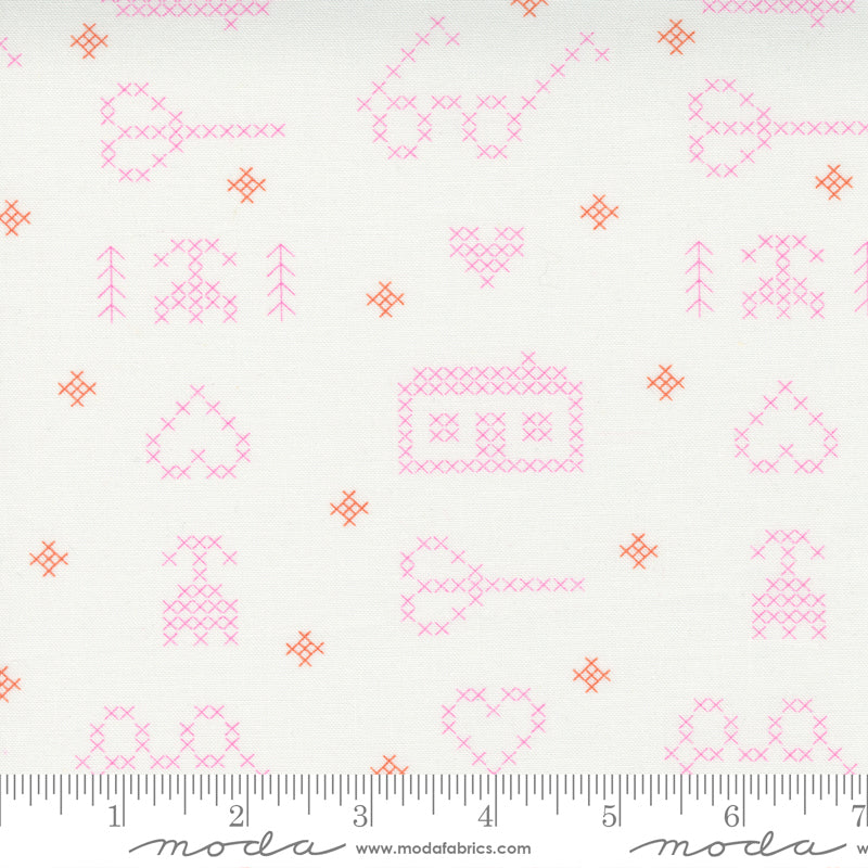 Make Time Off White Sampler Yardage by Aneela Hoey for Moda Fabrics