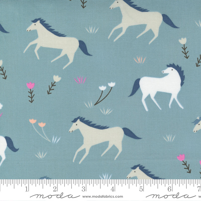 Meander Denim Horses Yardage by Aneela Hoey for Moda Fabrics
